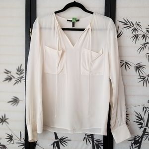 BCBG Max Azria cream 100% silk tunic